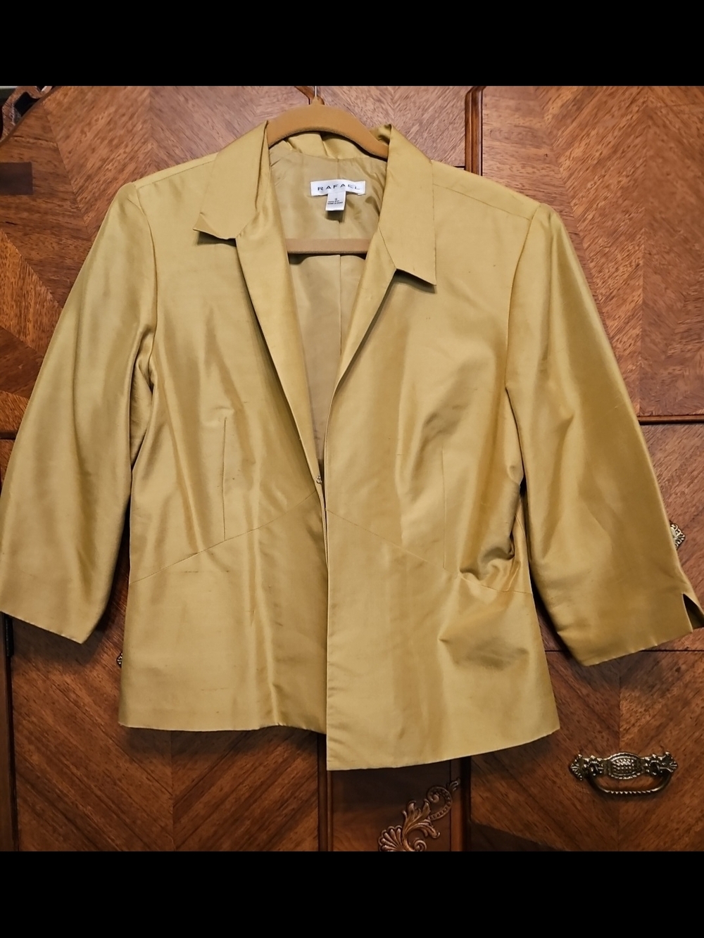 Raphael Size 16 Silk Women's Tailored Mustard Yellow Cropped Blazer